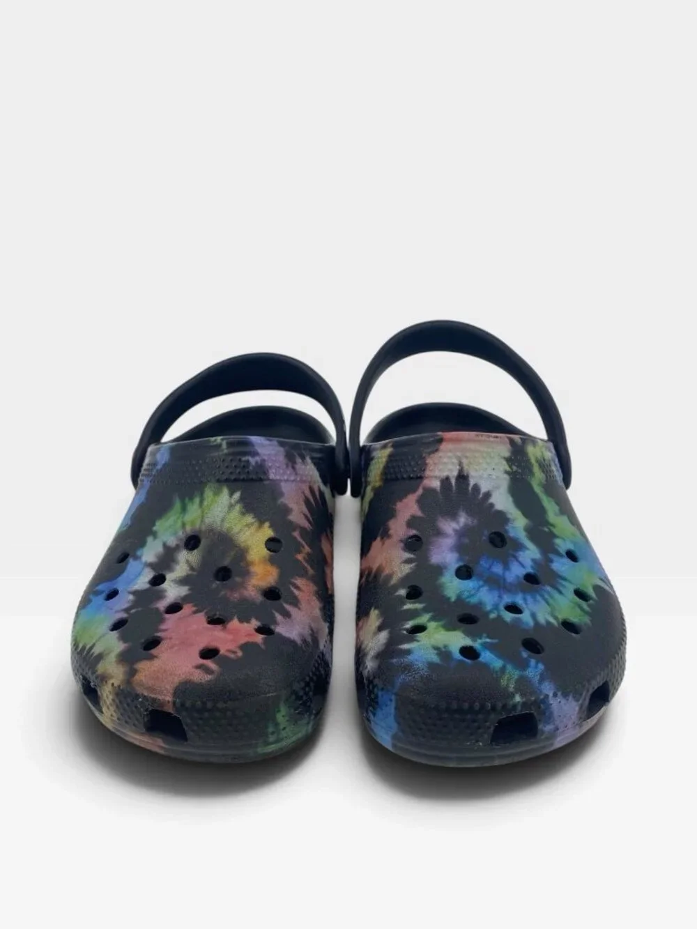 Crocs Classic Tie Dye Bright Rainbow Graphic Clog Youth Size J 2